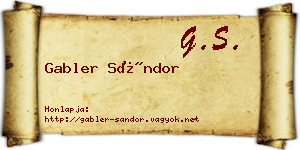 Gabler Sándor névjegykártya