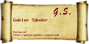 Gabler Sándor névjegykártya